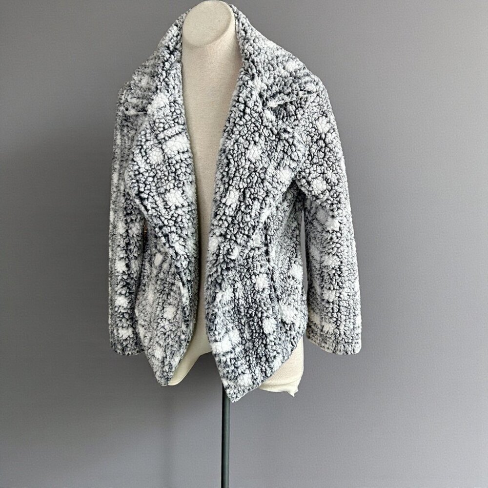 Vince Camuto Plaid Cozy Fleece Open Drape Jacket Size Medium